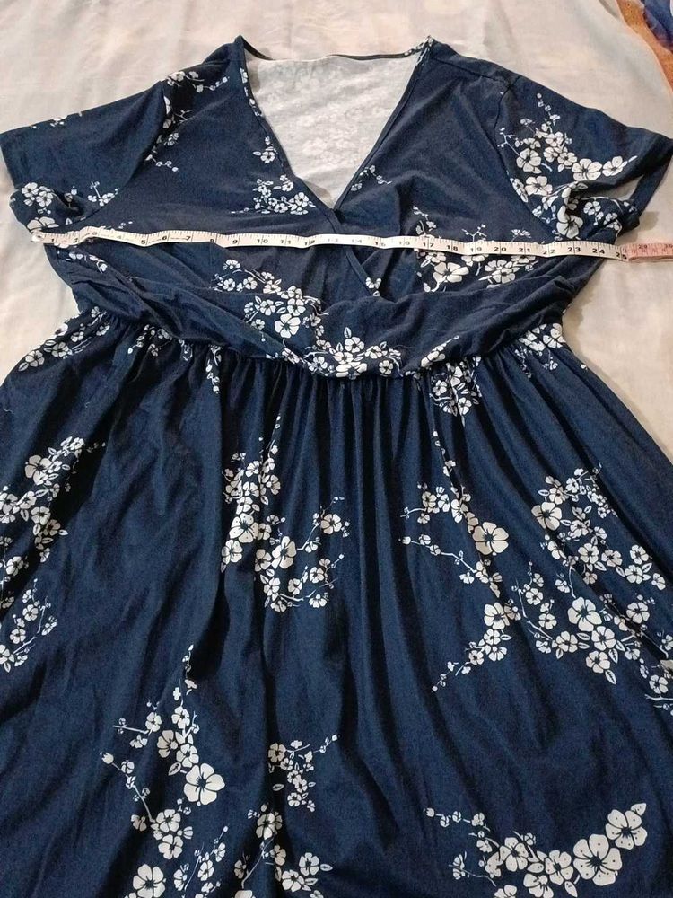 Navy Floral Wrap Dress