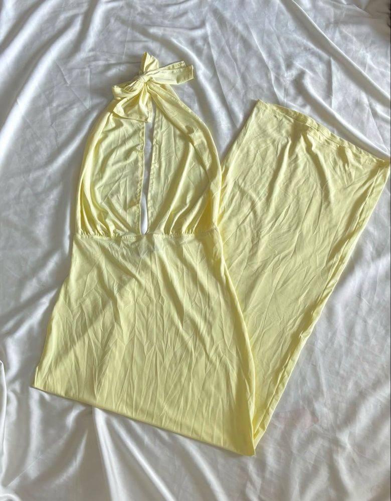 Yellow Halter Neck Maxi Dress