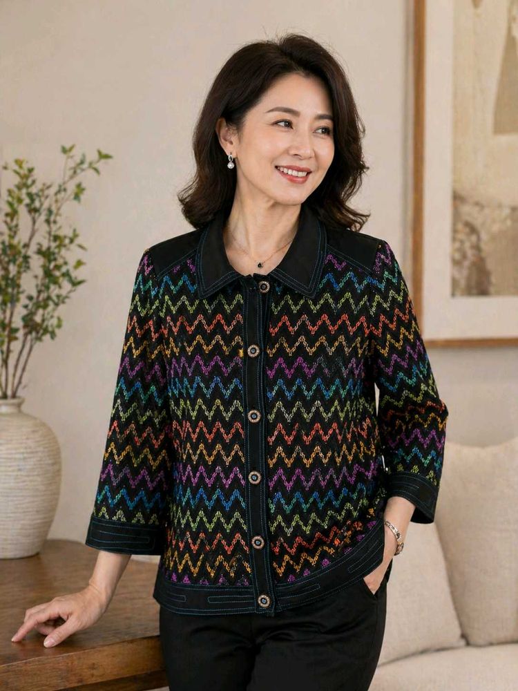 Stylish Chevron Knit Jacket