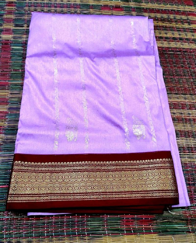 Elegant Lavender Saree with Gold Border