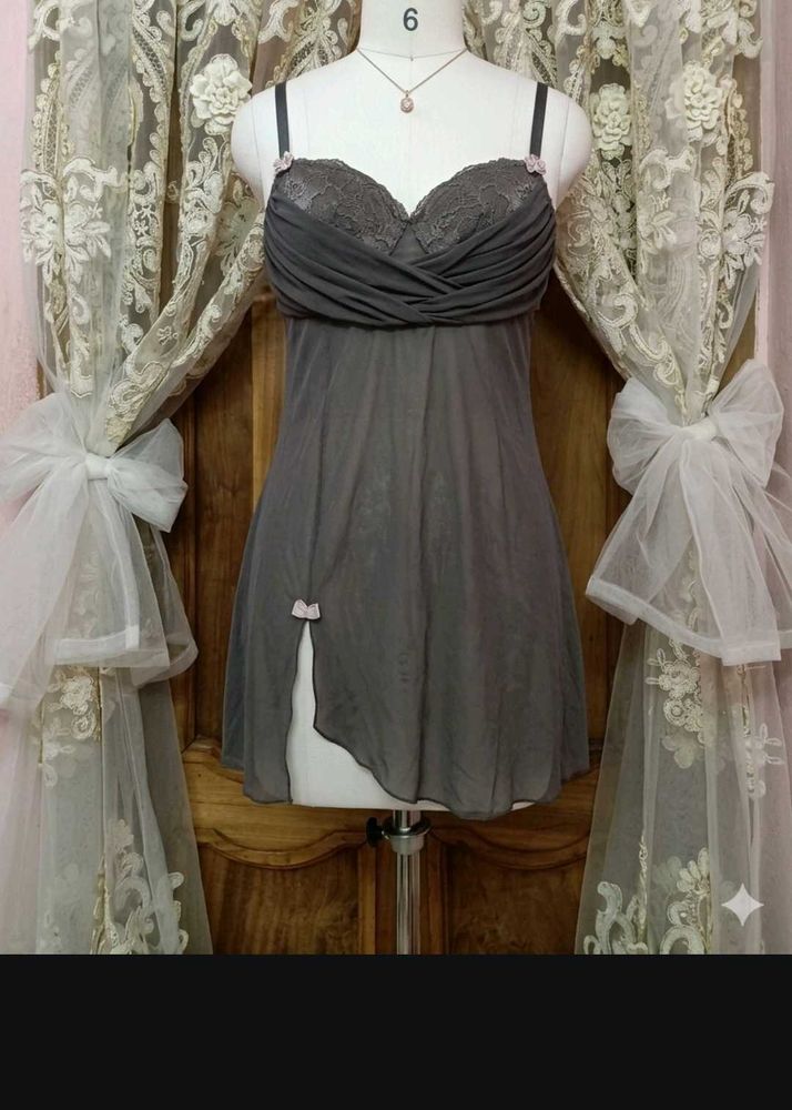 Sheer Babydoll Lingerie with Lace Detail
