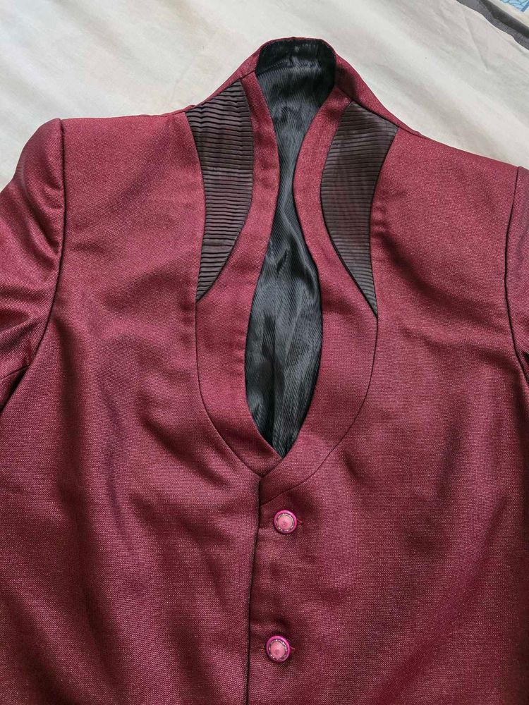 Stylish Maroon Ethnic Jacket with Pant