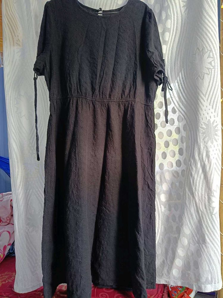 Black Textured Midi Dress