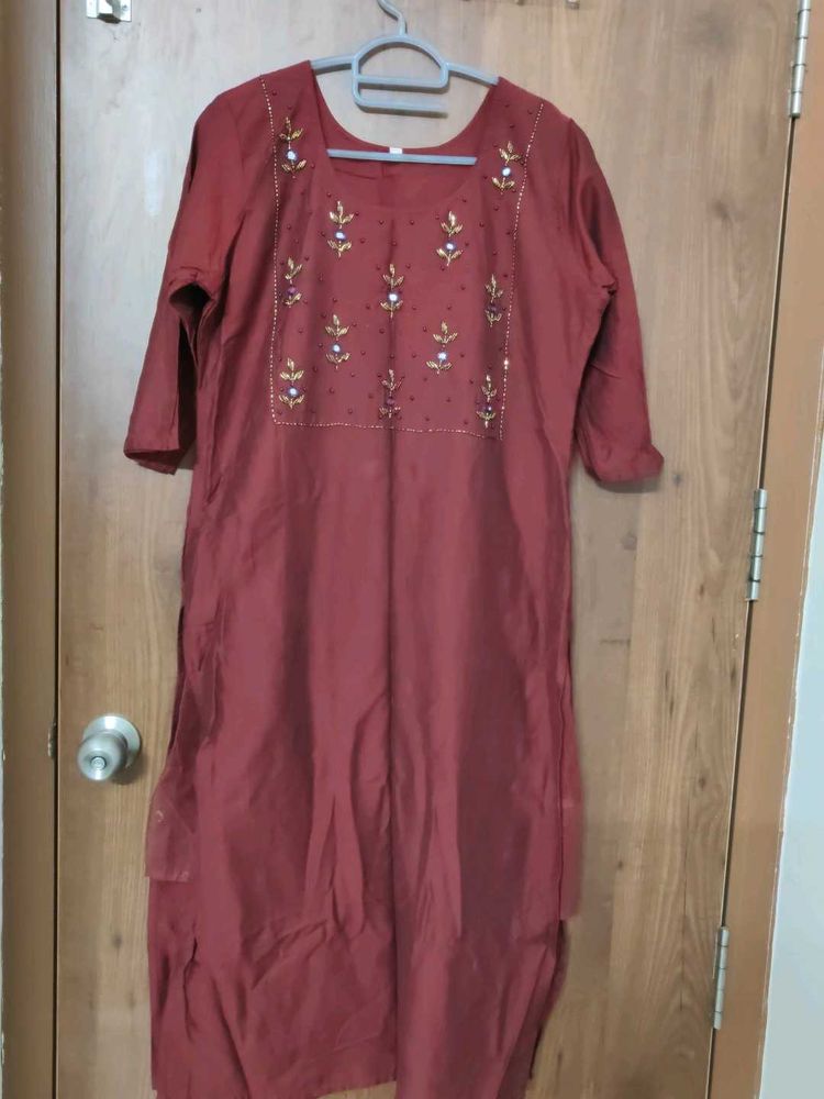 Maroon handwork kurti