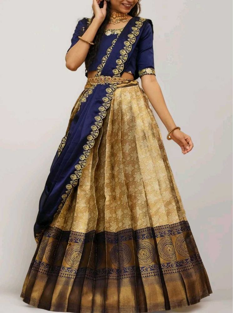 Fully stitched Elegant Blue and Gold Lehenga Choli