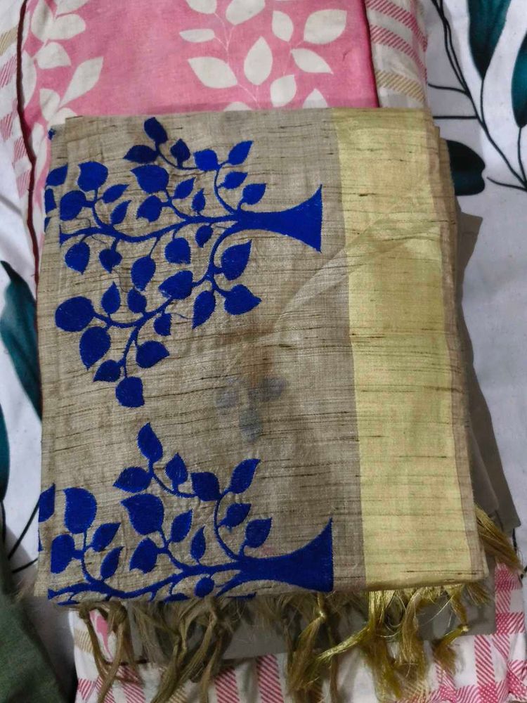 Blue Tree Print Saree