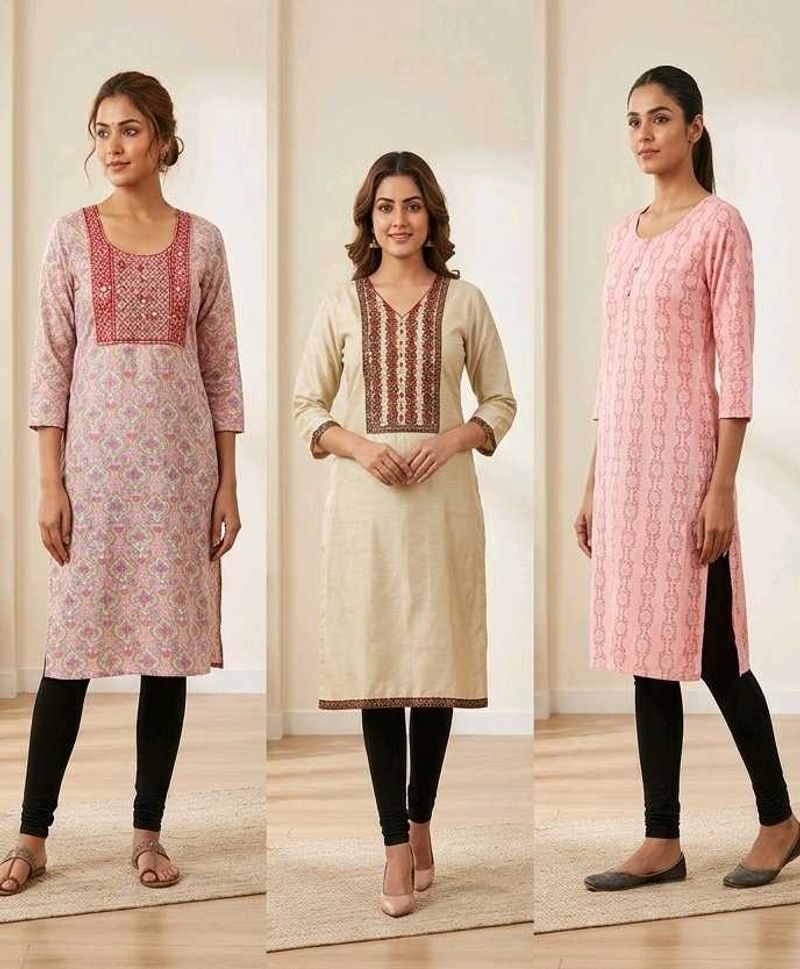 Women’s Kurti Combo of 3 | Ethnic Printed Kurtis |