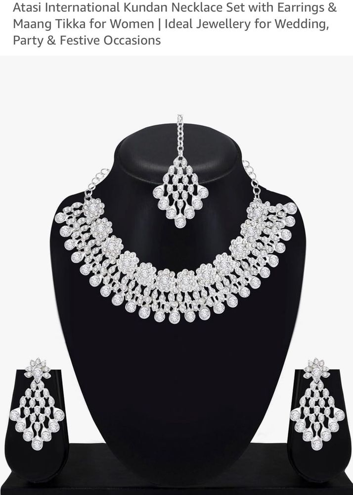 Kundan diamond Necklace Set with Earrings &amp; Maang