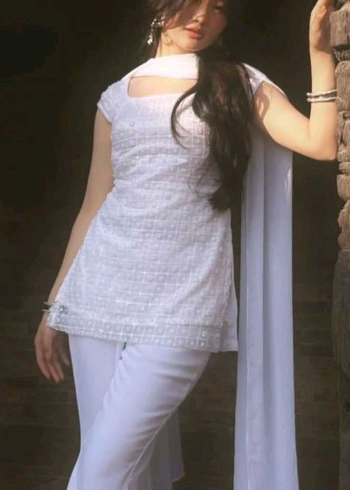 y2k Elegant White Kurta Set