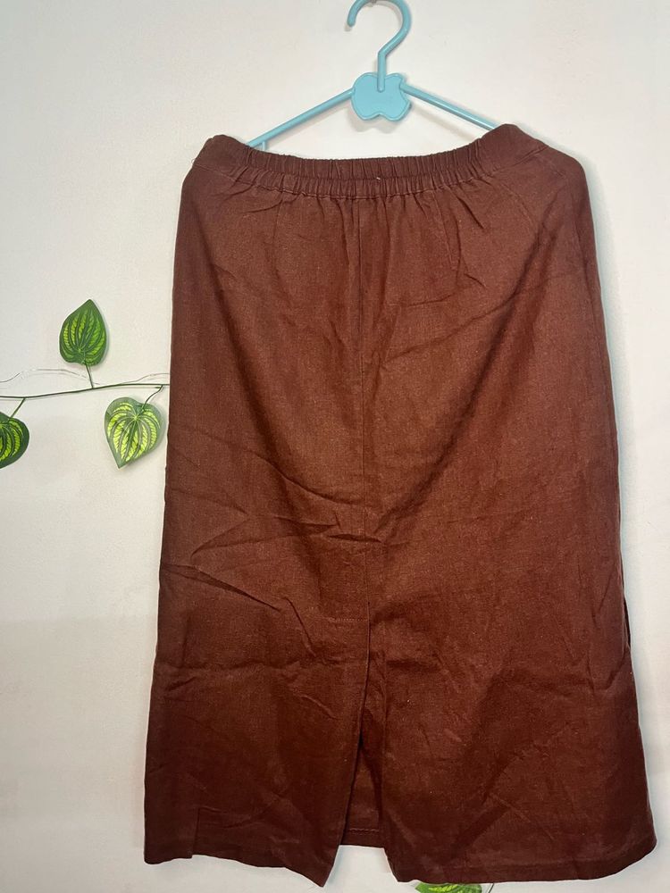 Brown Casual Skirt