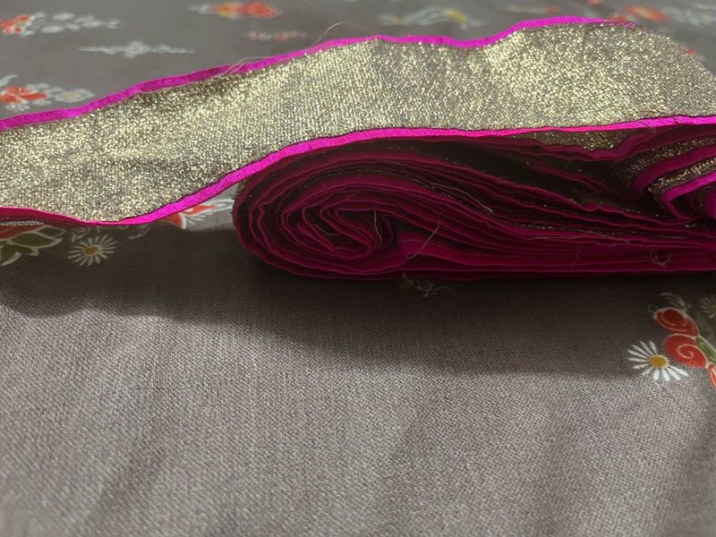Vibrant Pink &amp; Gold Border lace