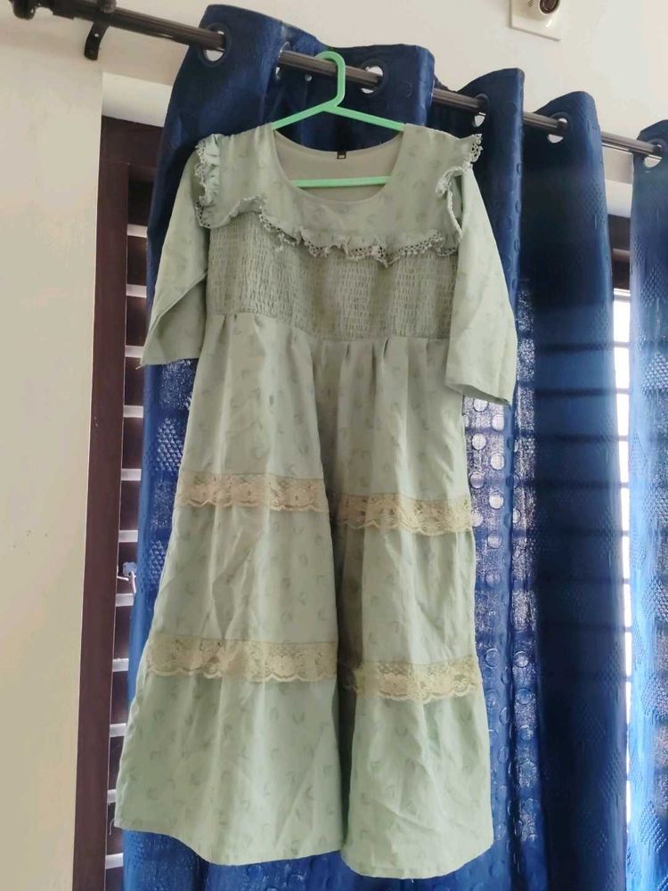 Light Green Smocked Tiered Maxi Dress