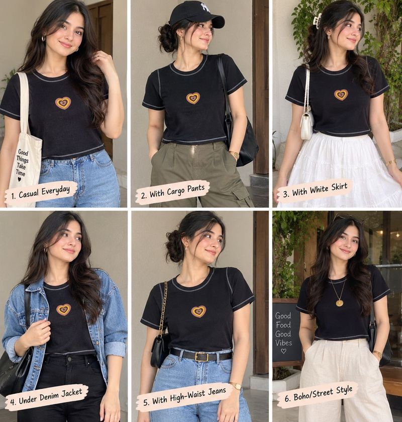 Cute Top With Heart Graphic