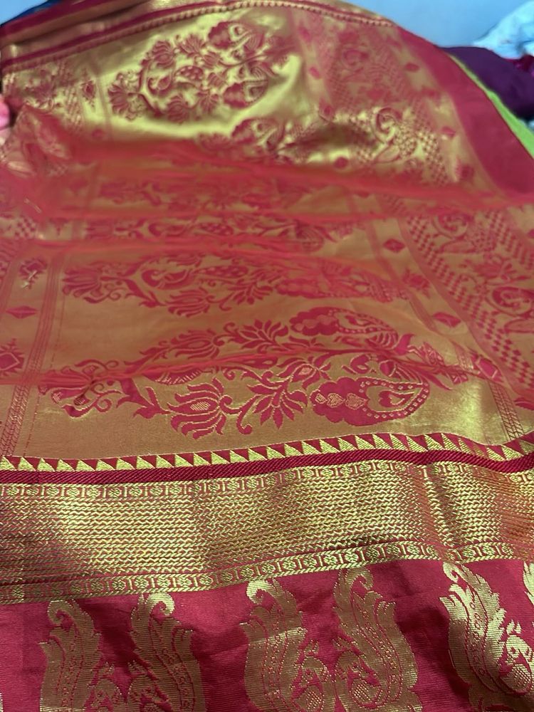 Elegant Red &amp; Gold Silk Saree