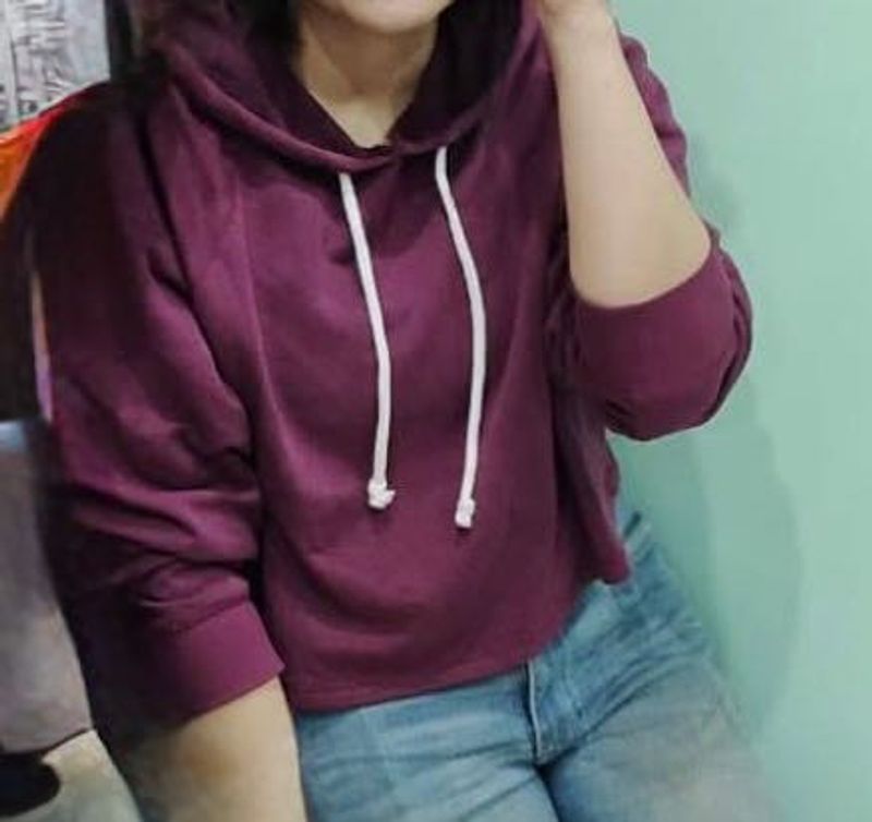 Purple Pullover Cropped Hoodie from Divided
