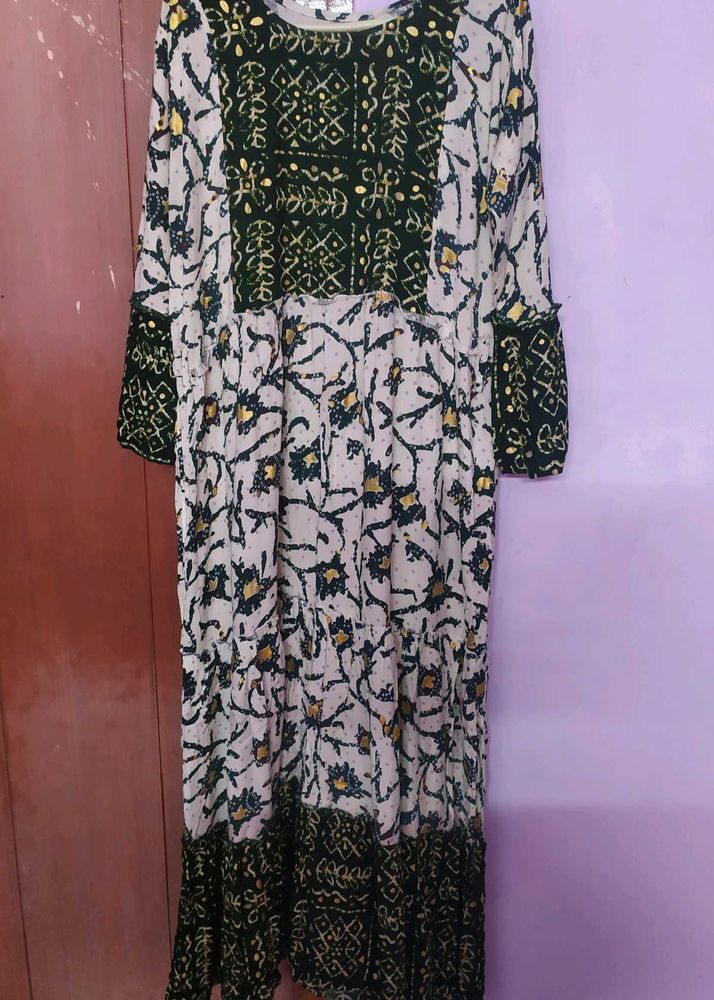 Boho Maxi Dress with Vintage Print