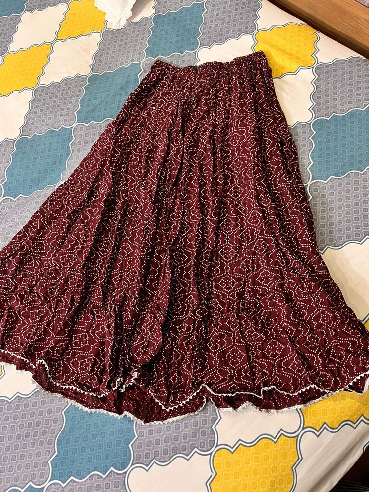 Maroon Ethnic Skirt