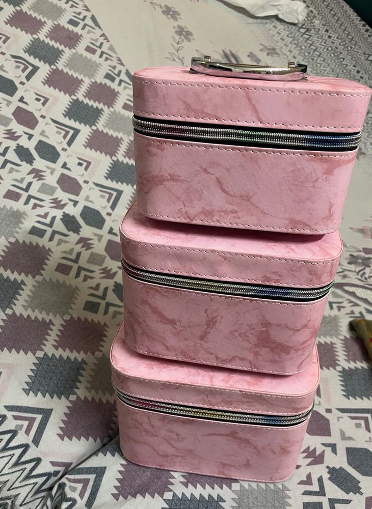 Pink Marble Vanity Cases Set