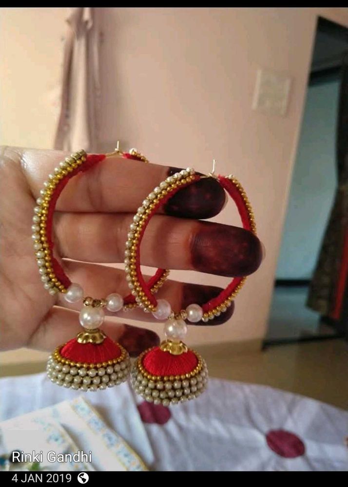 Red Jhumka Earrings