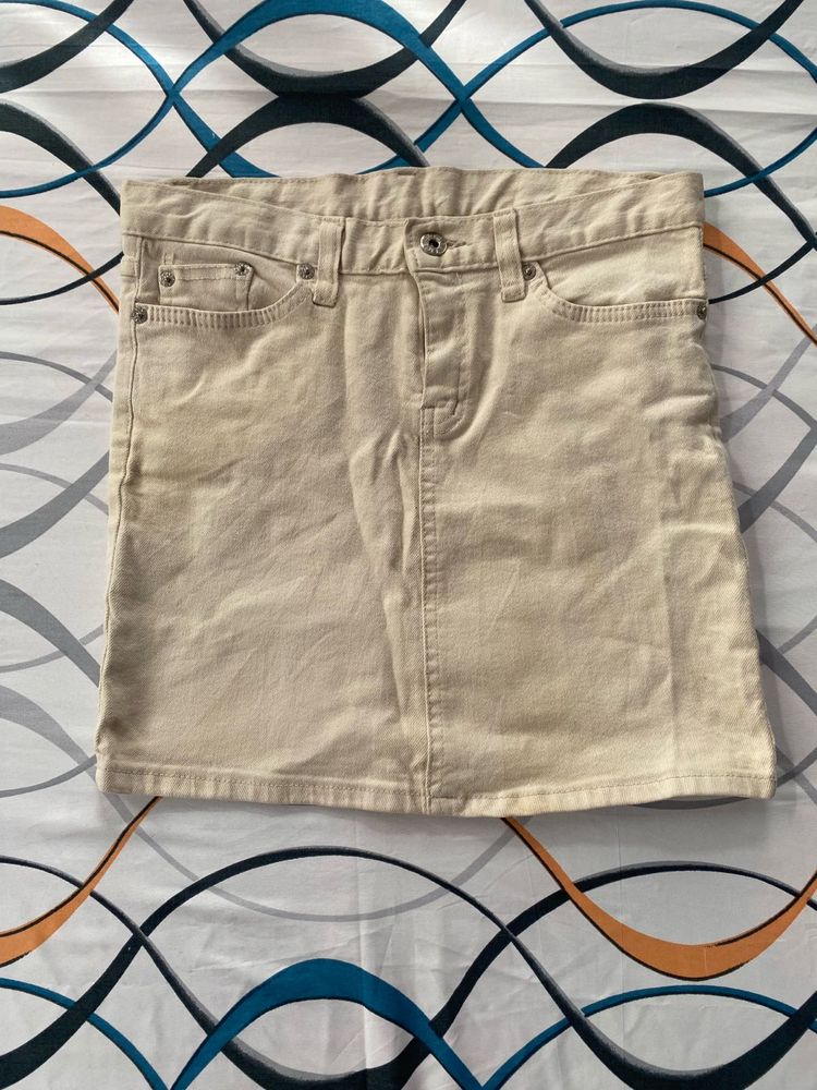 Classic Beige Denim Skirt