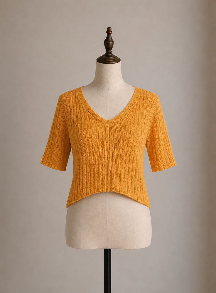 URBANIC Cropped Orange Knit Top
