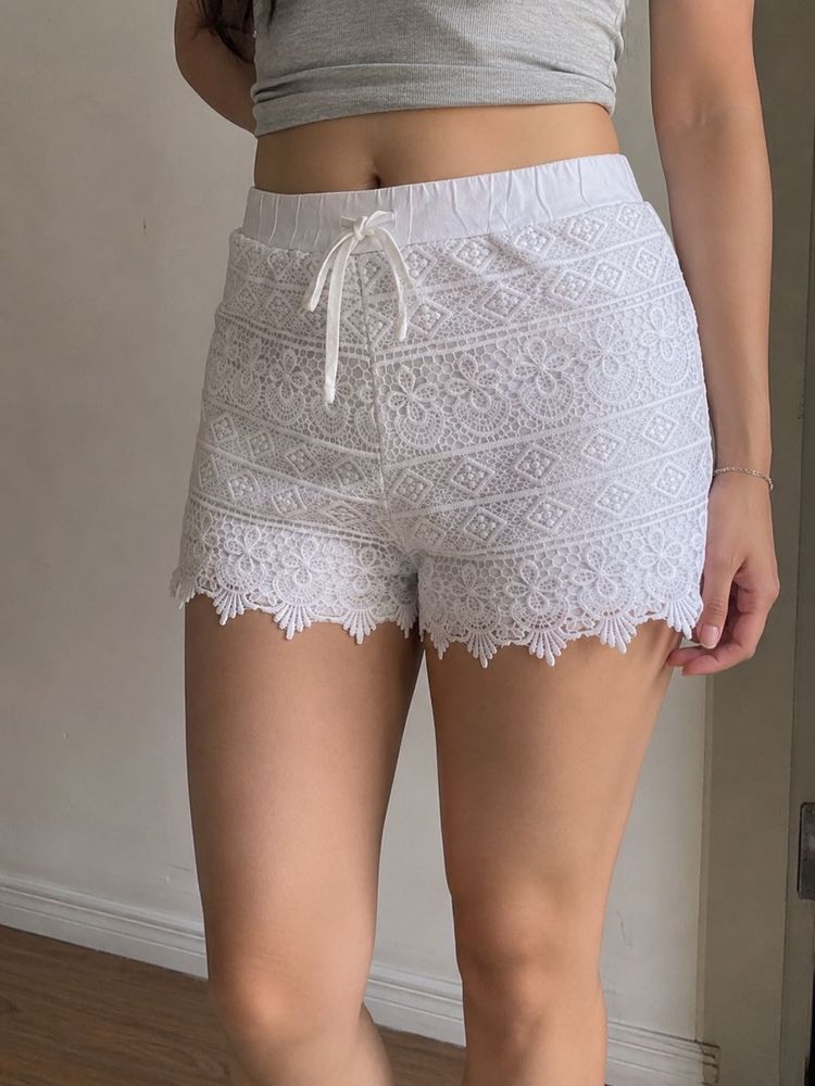 White Lace Shorts