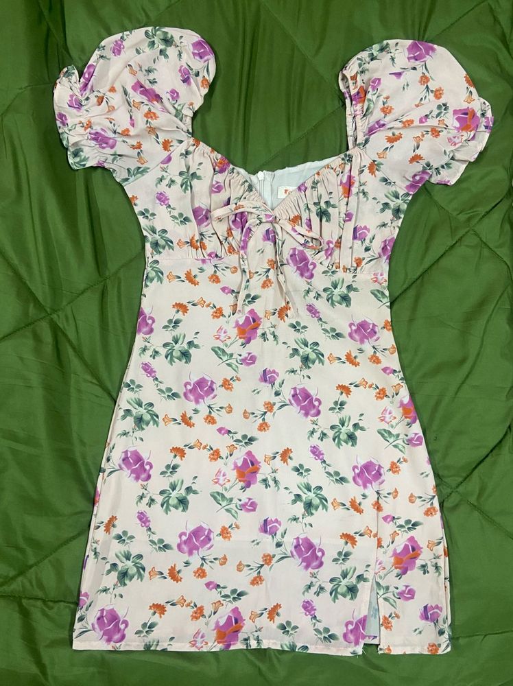 Floral Puff Sleeve Mini Dress