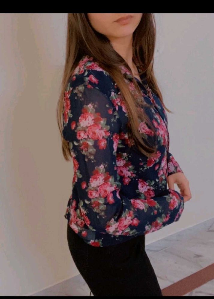 Lee Cooper Floral Print Sheer Blouse
