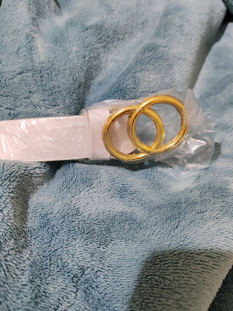 White Belt With Golden Buckle