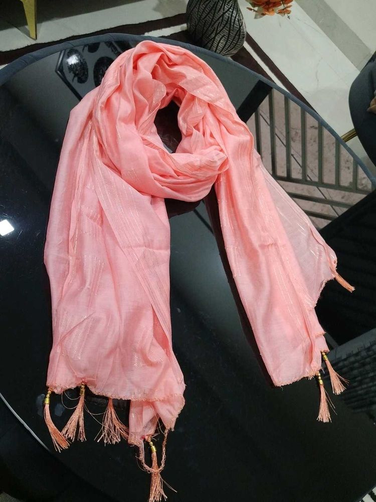 Peach Dupatta with Tassels