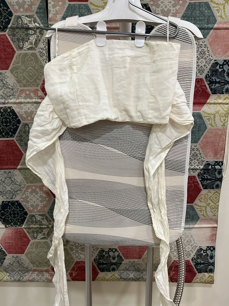 Cream Linen Crop Top Blouse Size Eur S