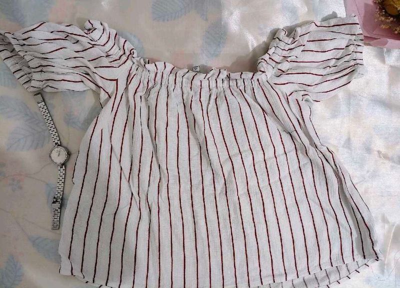 Off-Shoulder Striped Top