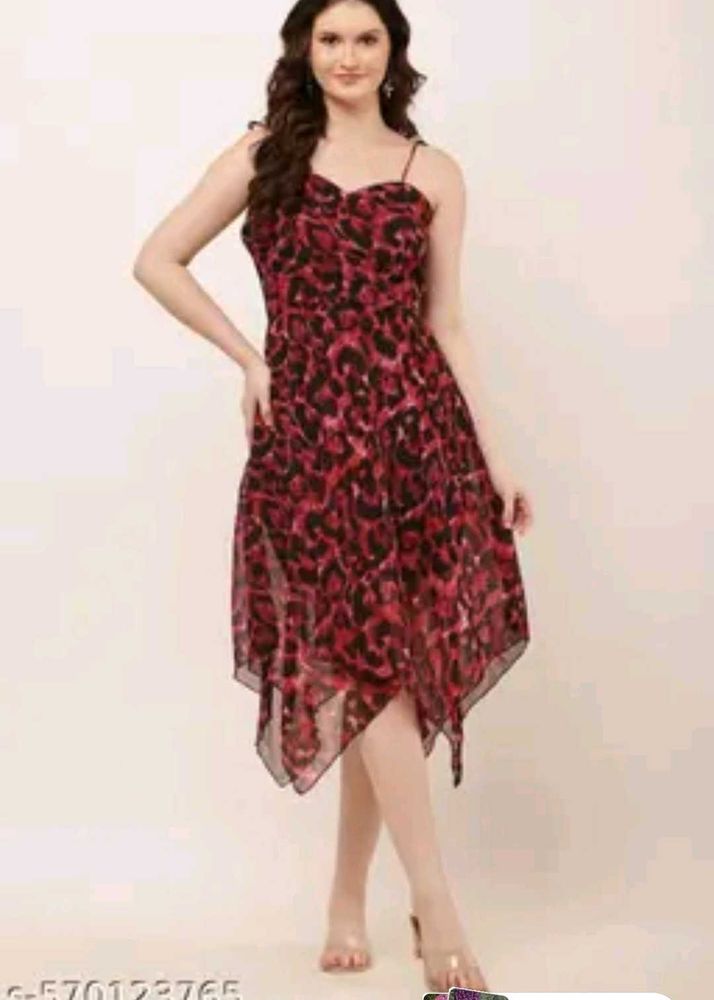Chic Red Leopard Print Dress