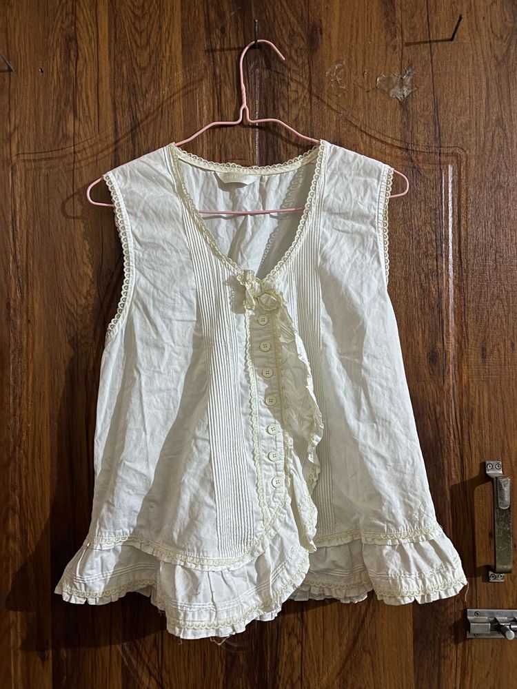 White cottage core shirt