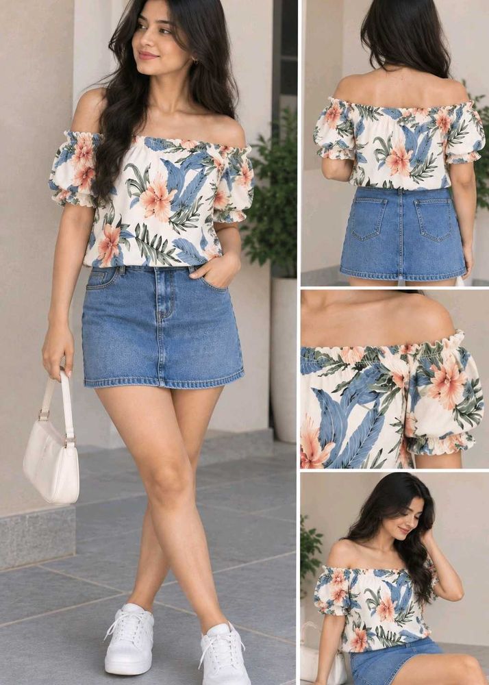 Floral Off-Shoulder Puff Sleeve Top
