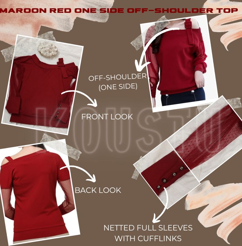 Mitaha Maroon One Side Off-shoulder Top