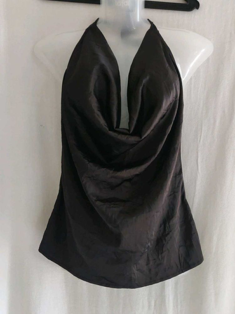 Sleek Halter Neck Drape Top
