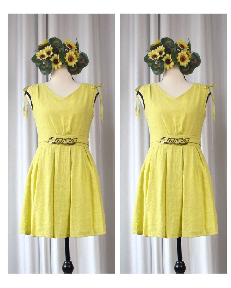 Chic Lime Dress with Belt Detail