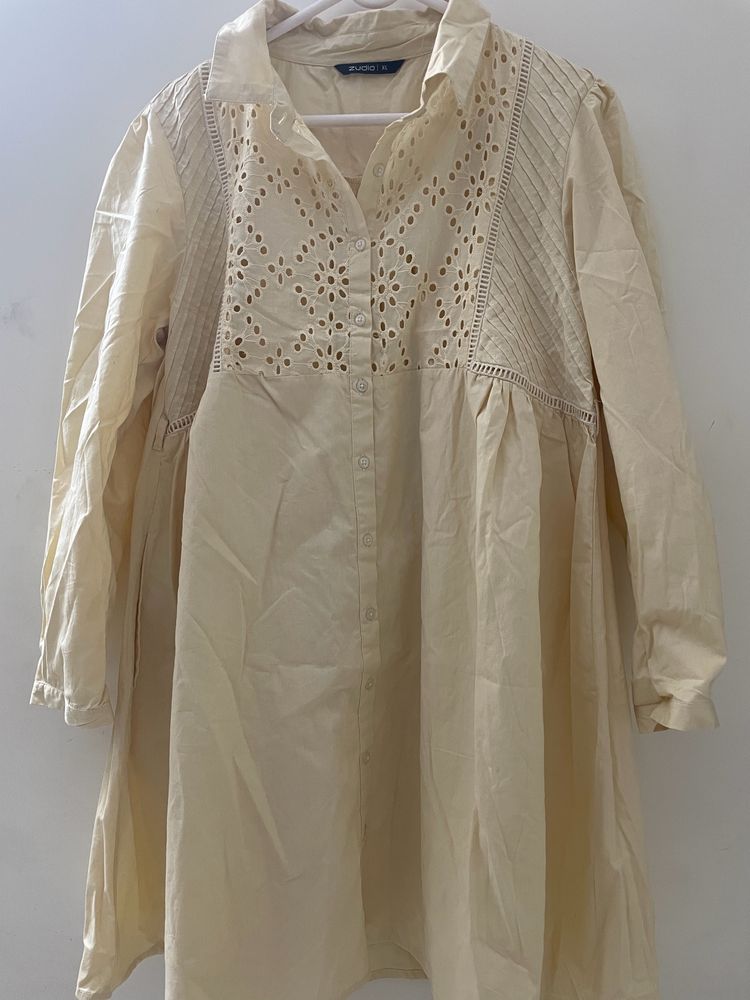 Cream Cute 🥰 Shirt Dress