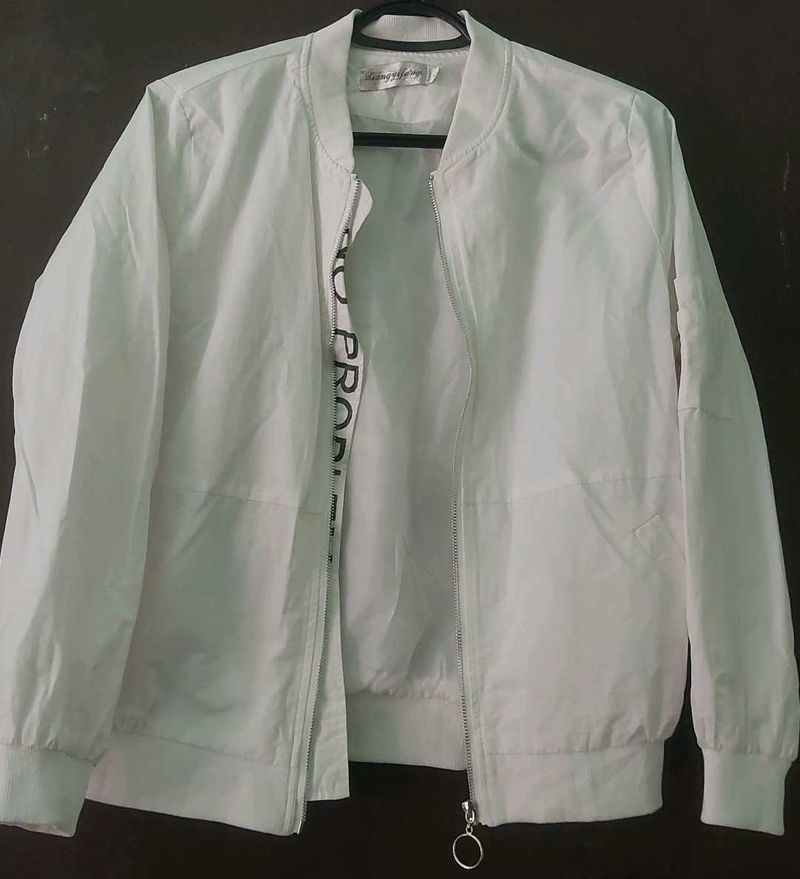 Stylish White Bomber Jacket