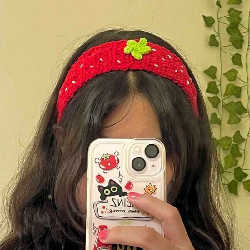 Cute Crochet Strawberry Headband💌🍓