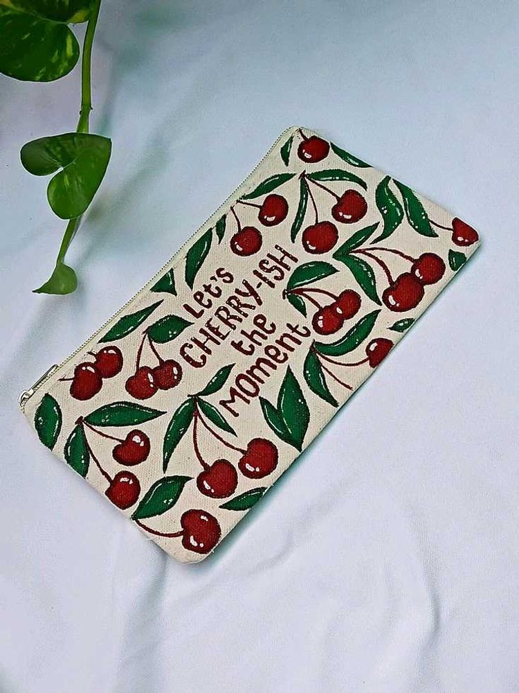 Cute Cherry Print Pouch Bag