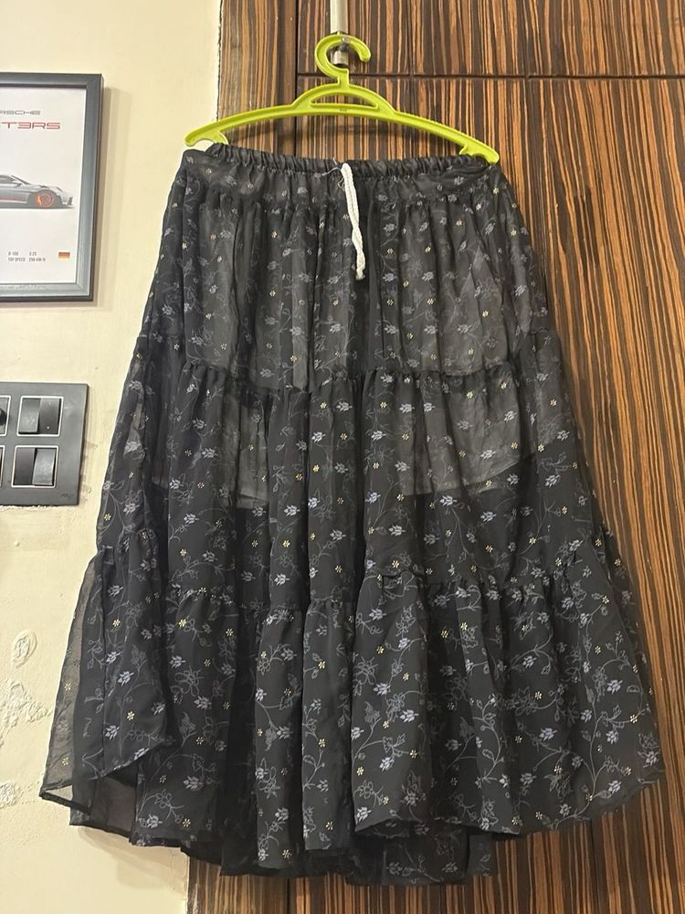 Black Floral Maxi Skirt