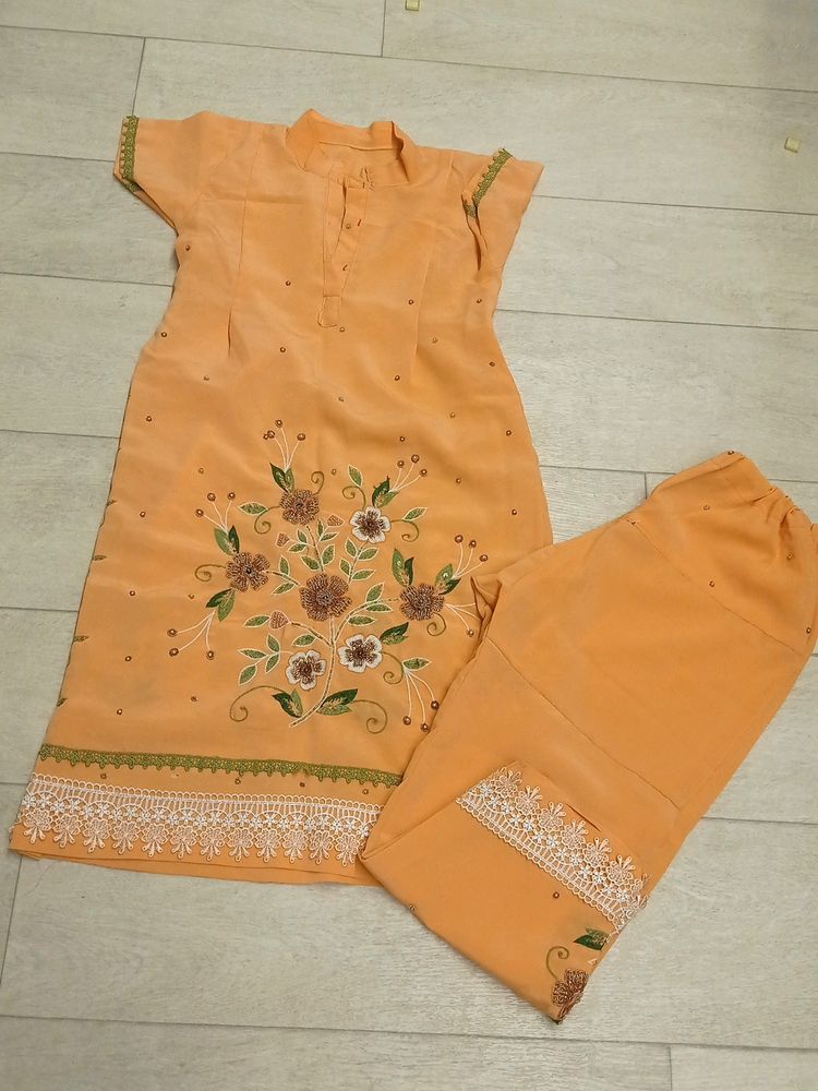 Orange Heavy Work Collar Top Bottom Set