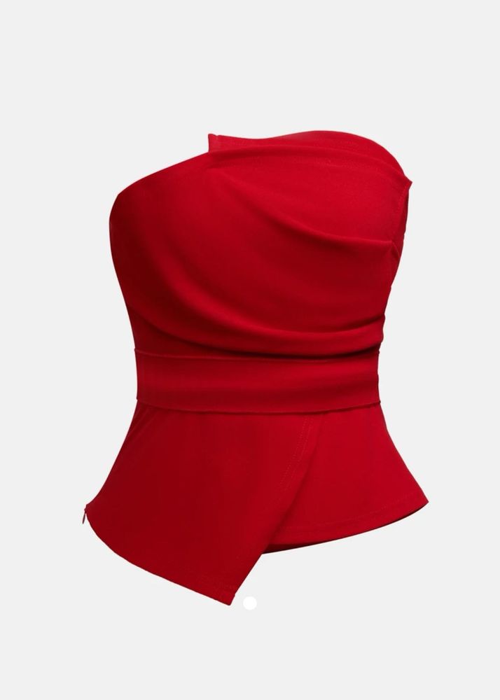 Savana Red Strapless Peplum Top