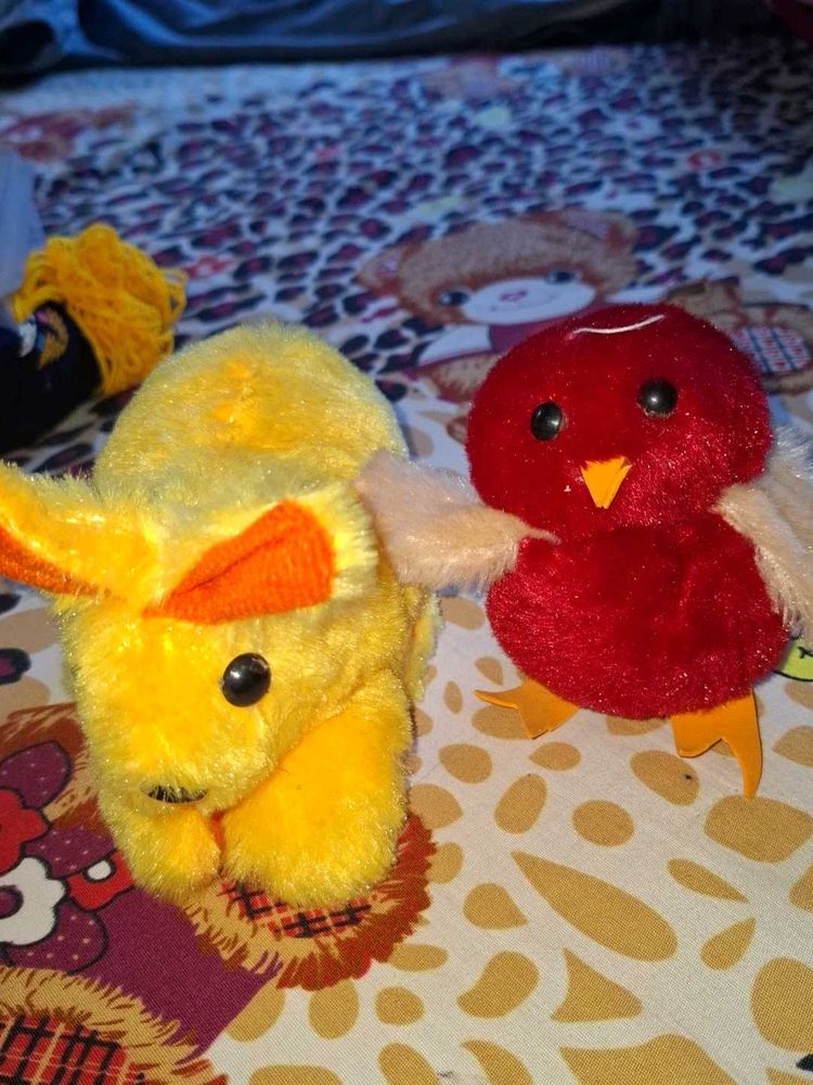 Cute Plush Stuffed Animals - Yellow Bunny &amp; Red Bi