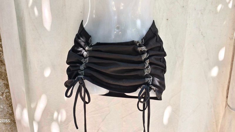 Black Ruched Drawstring skirt
