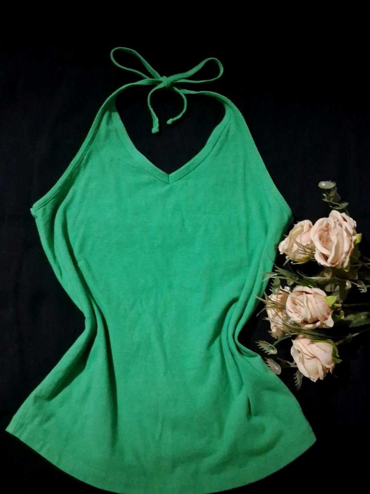 Green Halter Neck Tank Top