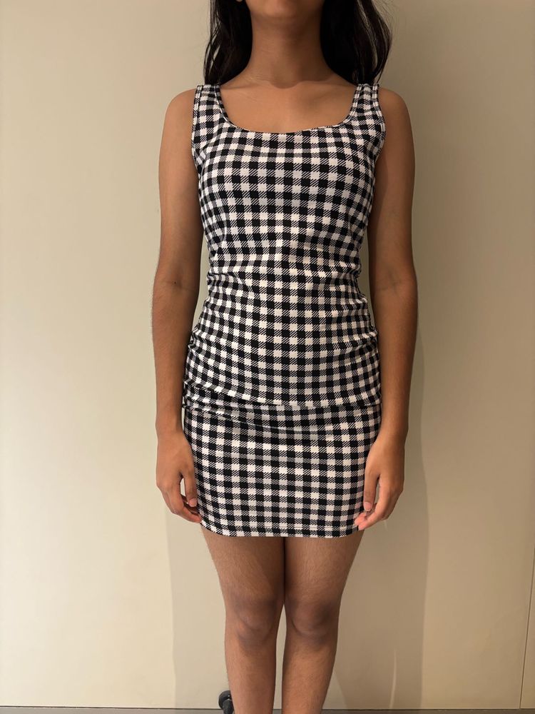 Black and White Gingham Mini Dress