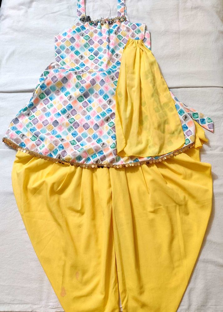 Girls Ethnic Kurta Set with Dhoti